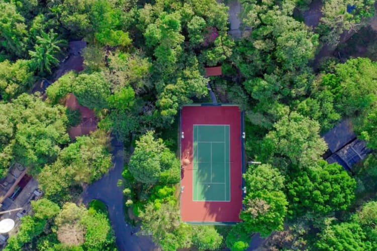 Aerial view of the tennis court
